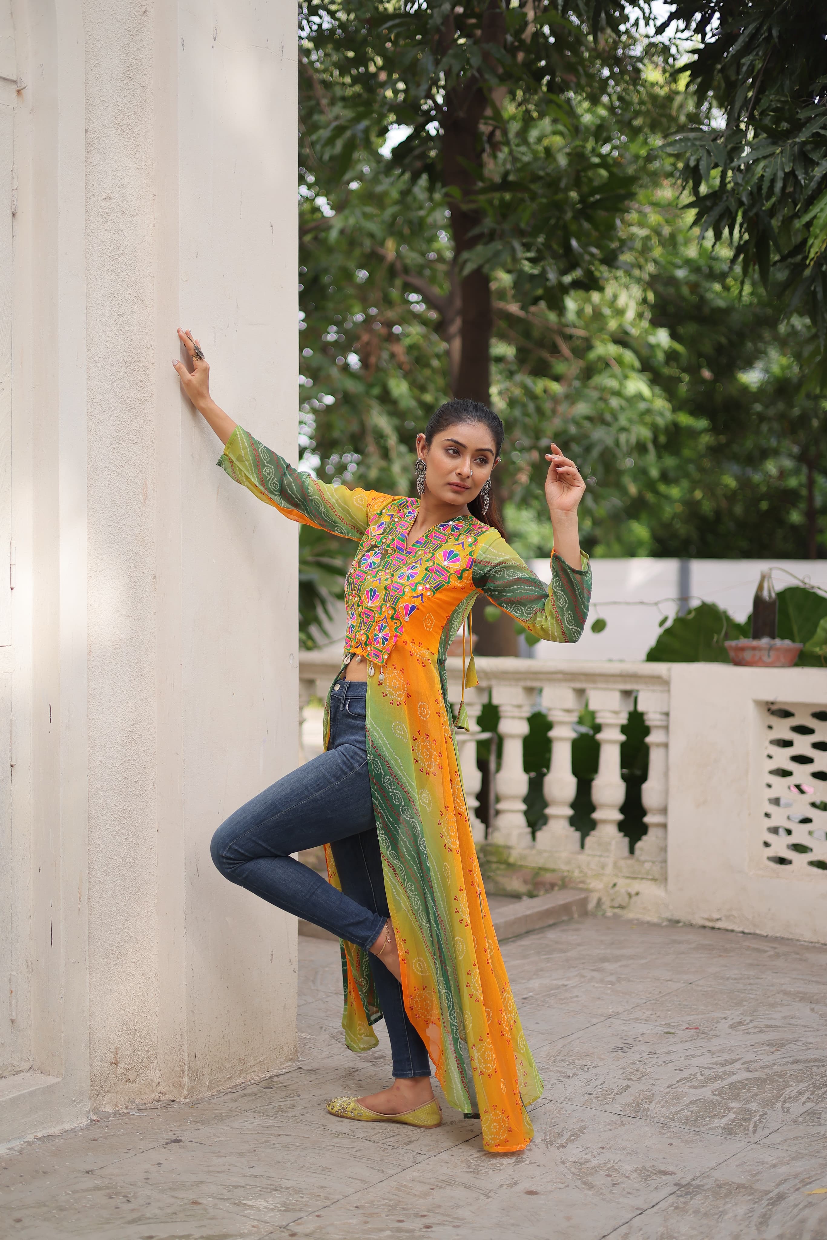 Lekha KA 1197 Faux Georgette Bandhani Printed Kutchi Patchwork Kurti