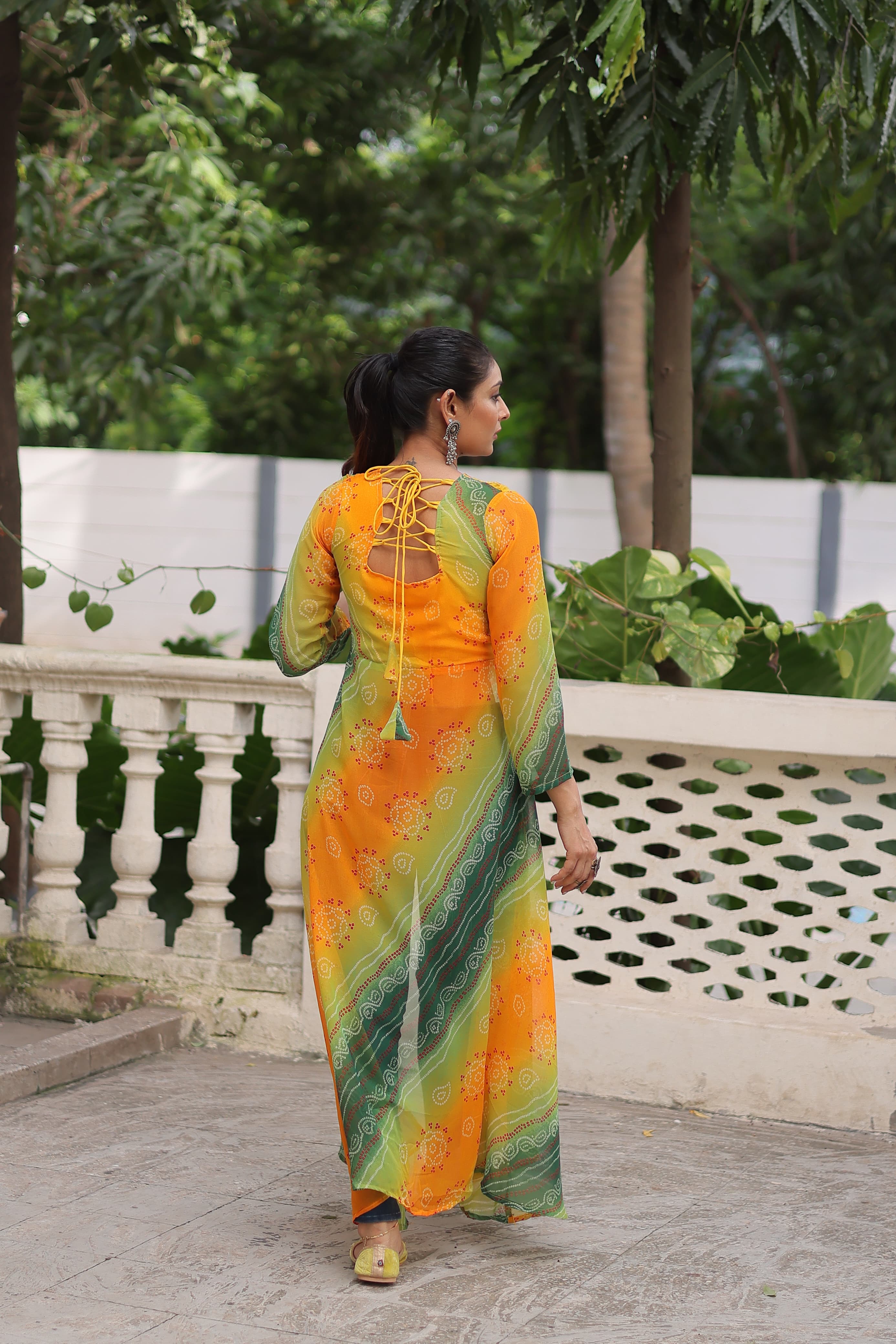 Lekha KA 1197 Faux Georgette Bandhani Printed Kutchi Patchwork Kurti
