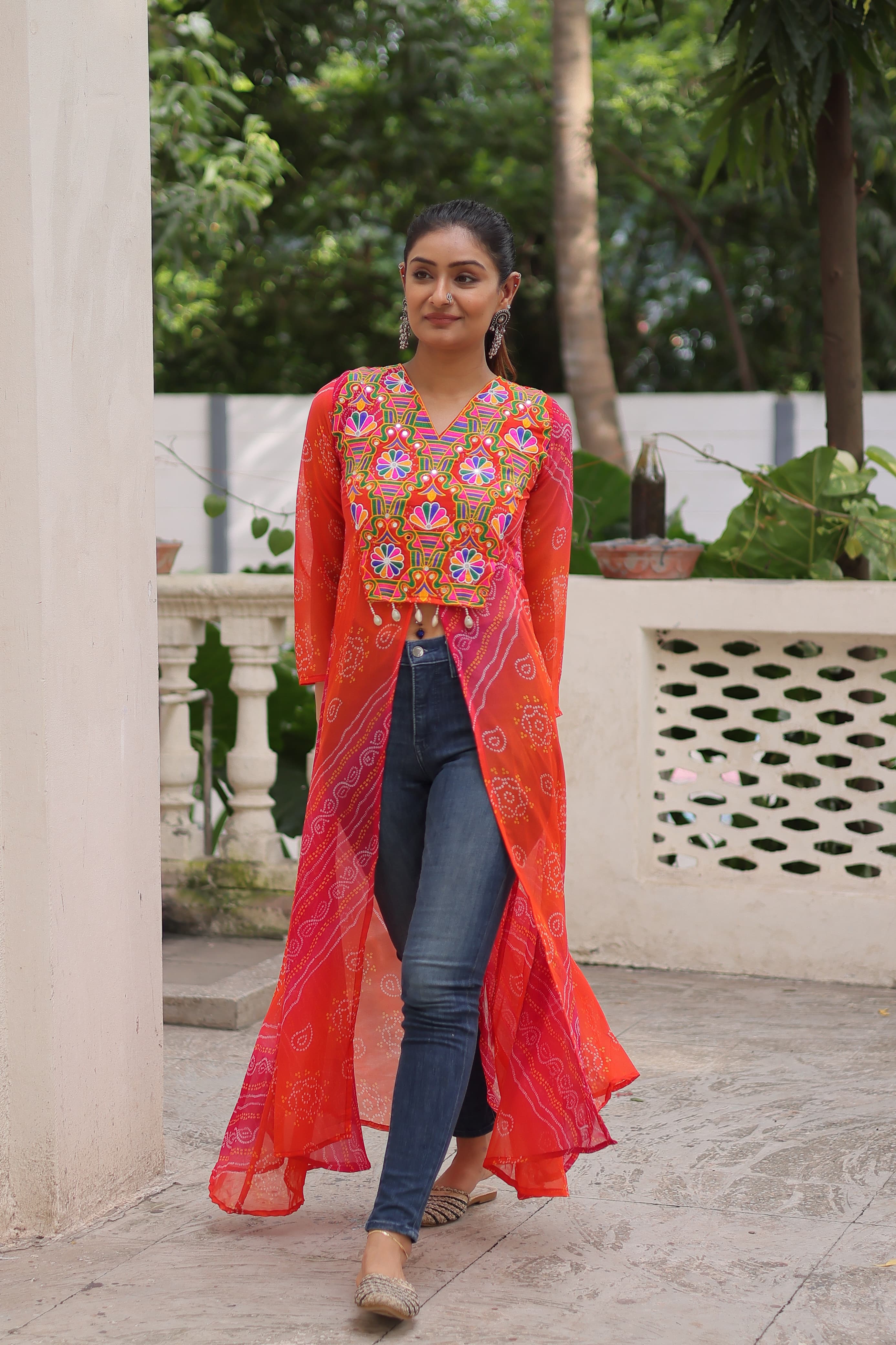 Lekha KA 1197 Faux Georgette Bandhani Printed Kutchi Patchwork Kurti