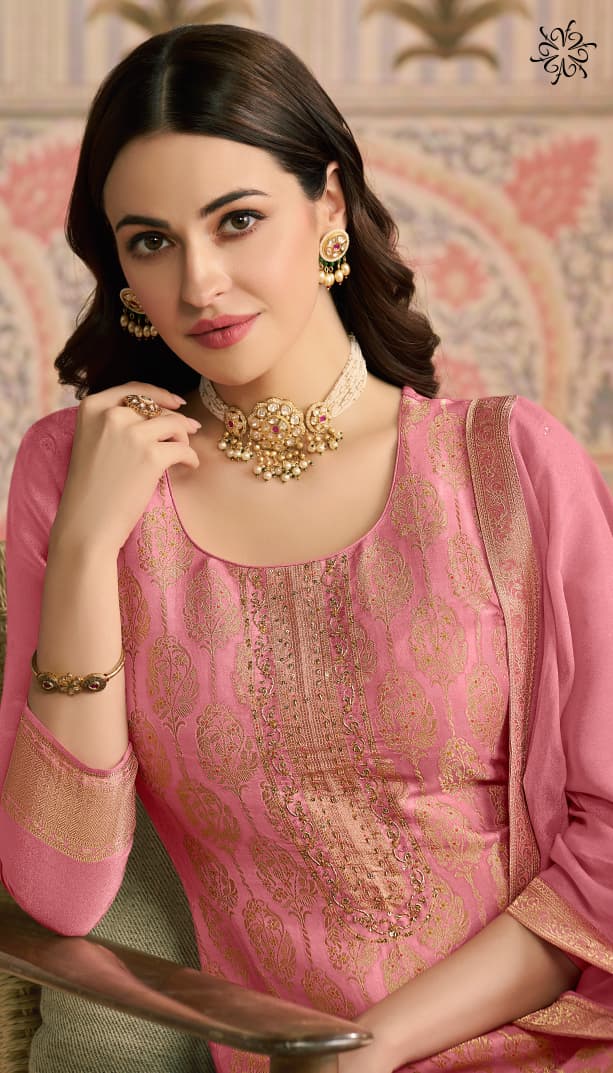 Vinay Kuleesh Peehu Viscose Jacqaurd With Exquisite Hand Worked Suit