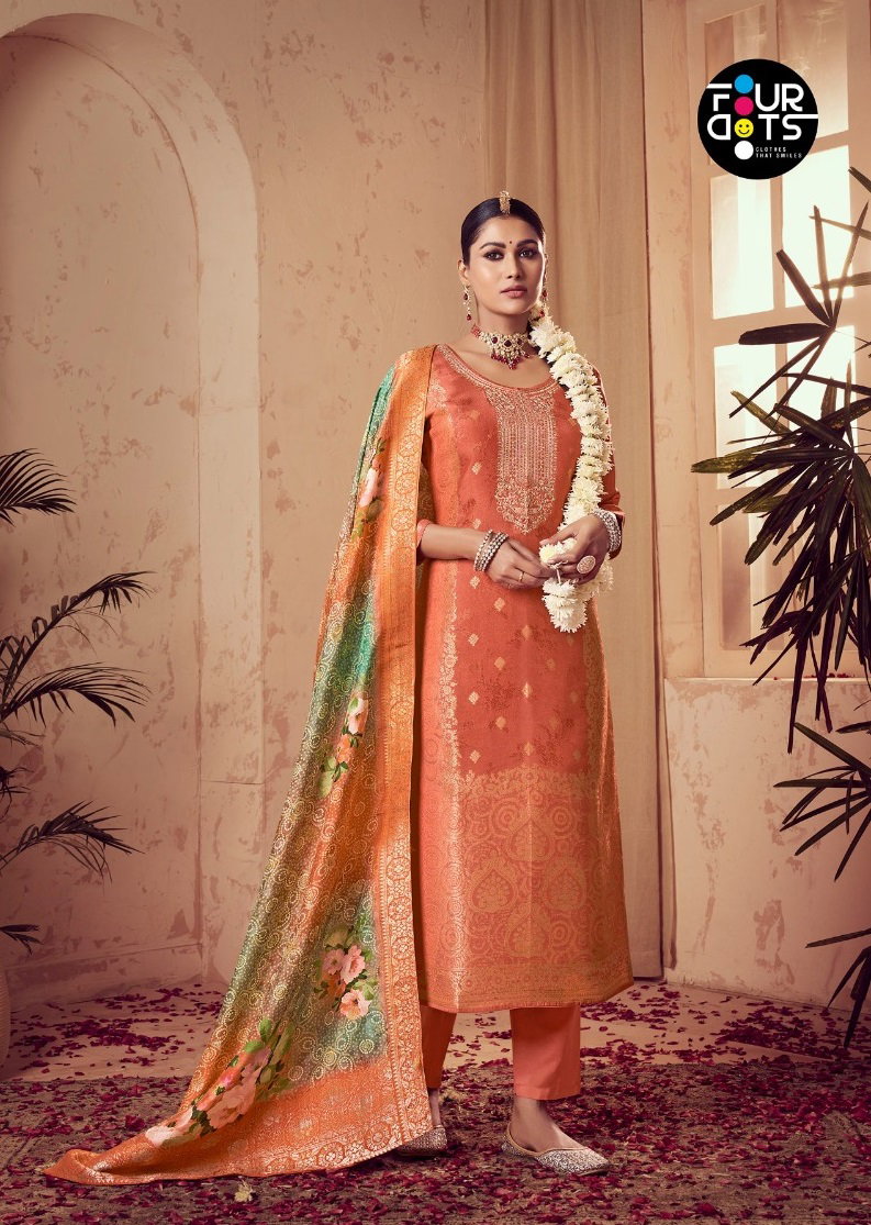 Four Dots Tulsi Viscose Muslin Jacquard Dress Material