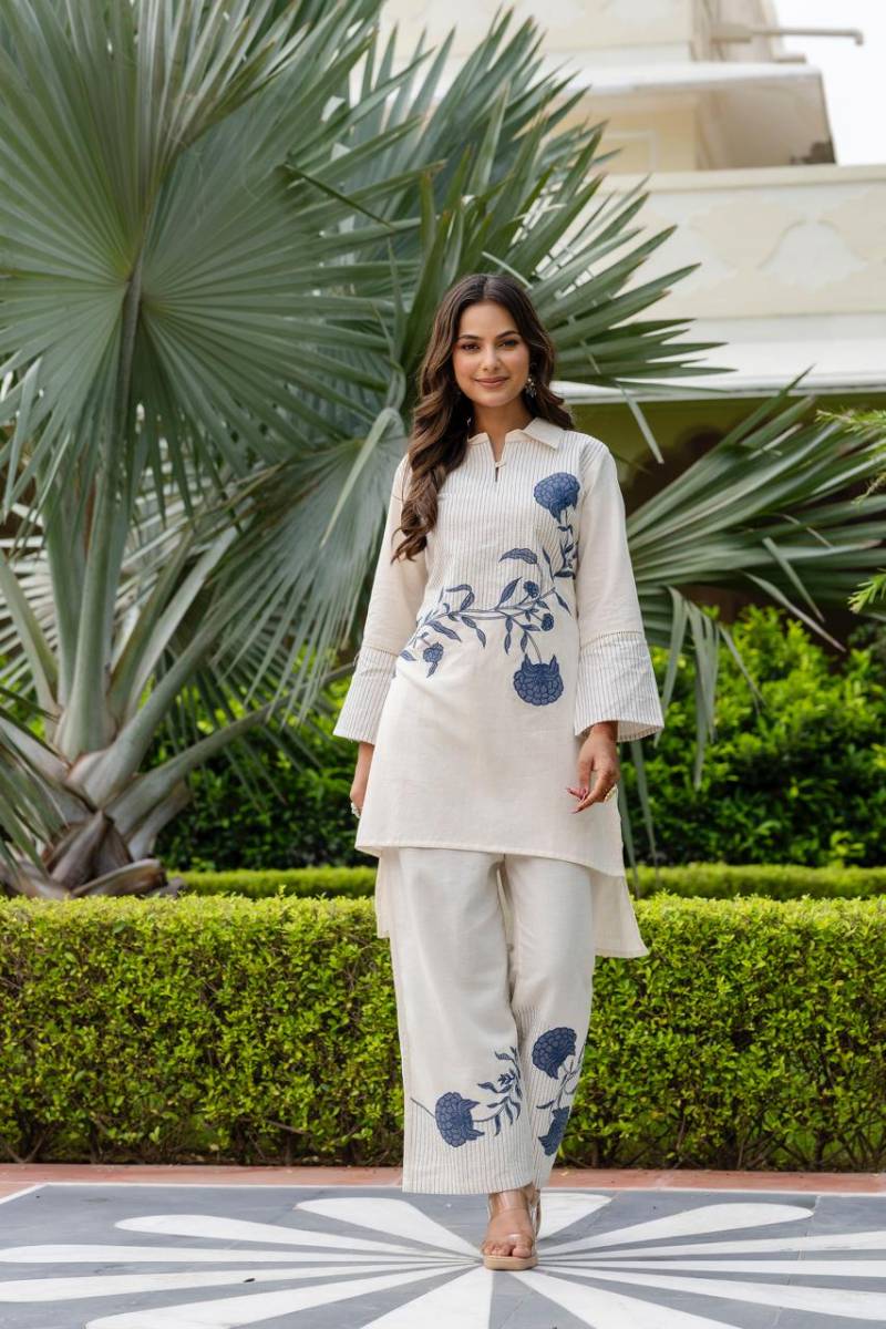 Naisha K 221 Cotton Flex Embroidered Cord Set Collection