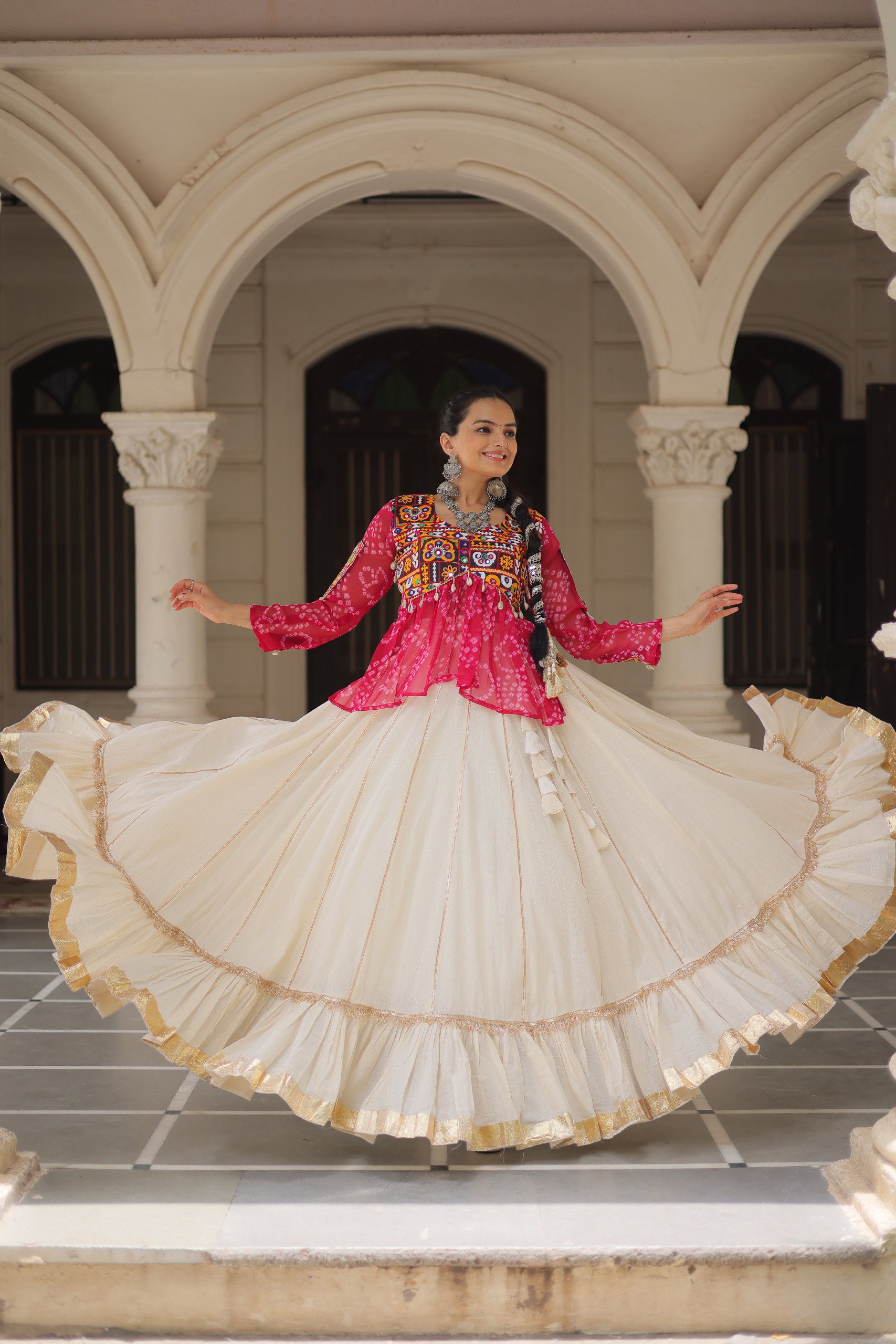 Lekha KA 5044 Cotton Gota Patti Lace Lehenga With Crop Top Style Choli