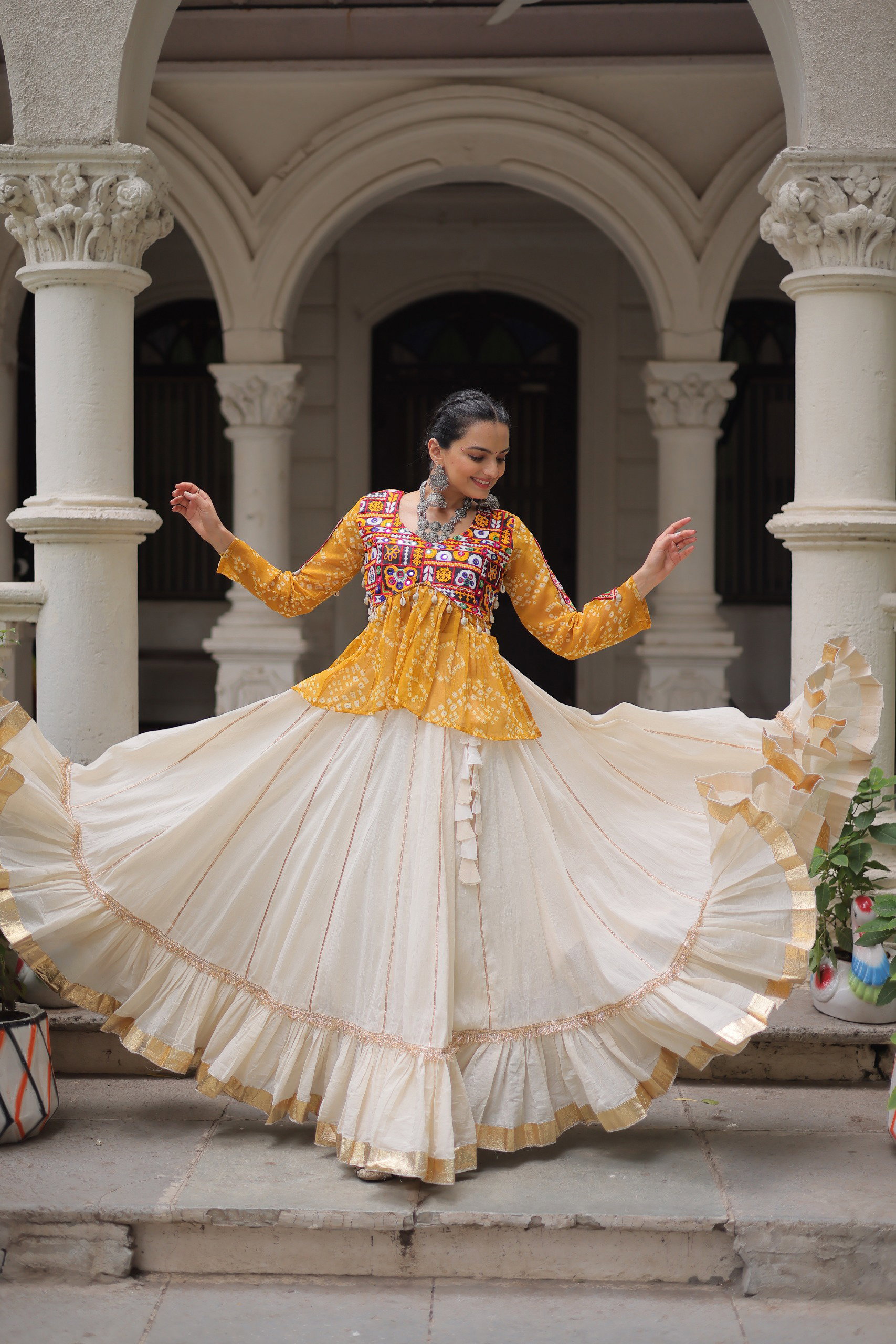 Lekha KA 5044 Cotton Gota Patti Lace Lehenga With Crop Top Style Choli