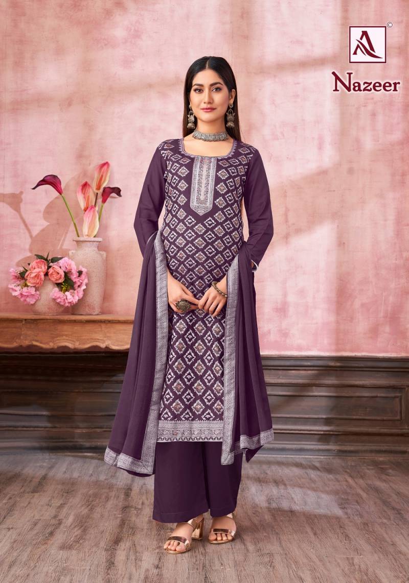 Alok Nazeer Maslin Jacquard Dress Material Collection