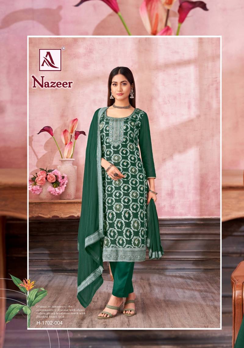 Alok Nazeer Maslin Jacquard Dress Material Collection