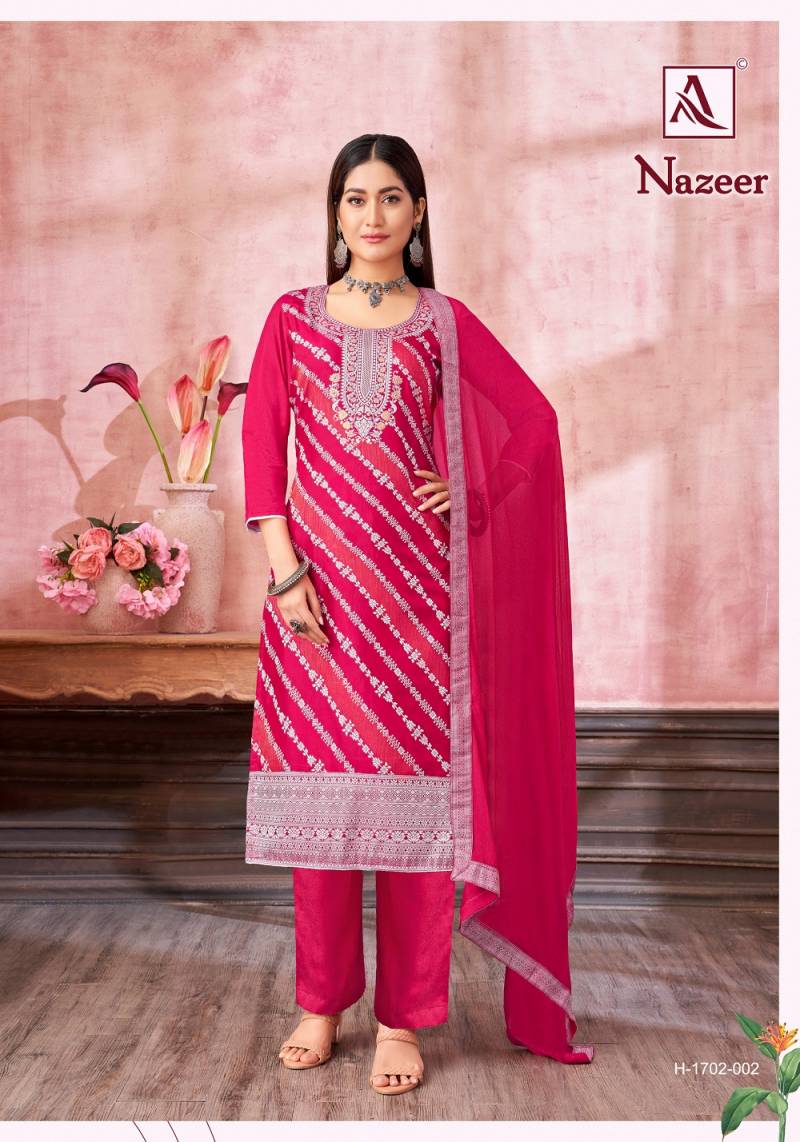 Alok Nazeer Maslin Jacquard Dress Material Collection