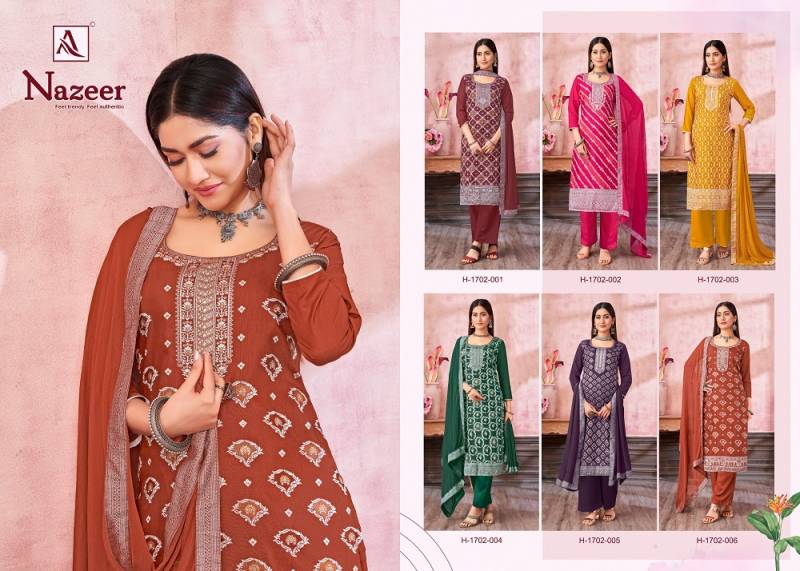 Alok Nazeer Maslin Jacquard Dress Material Collection