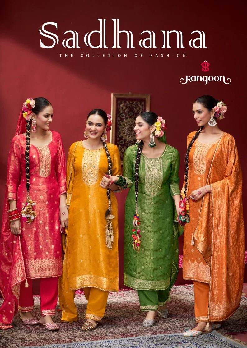 Rangoon Sadhana Shimmer Jacquard Kurti Bottom With Dupatta