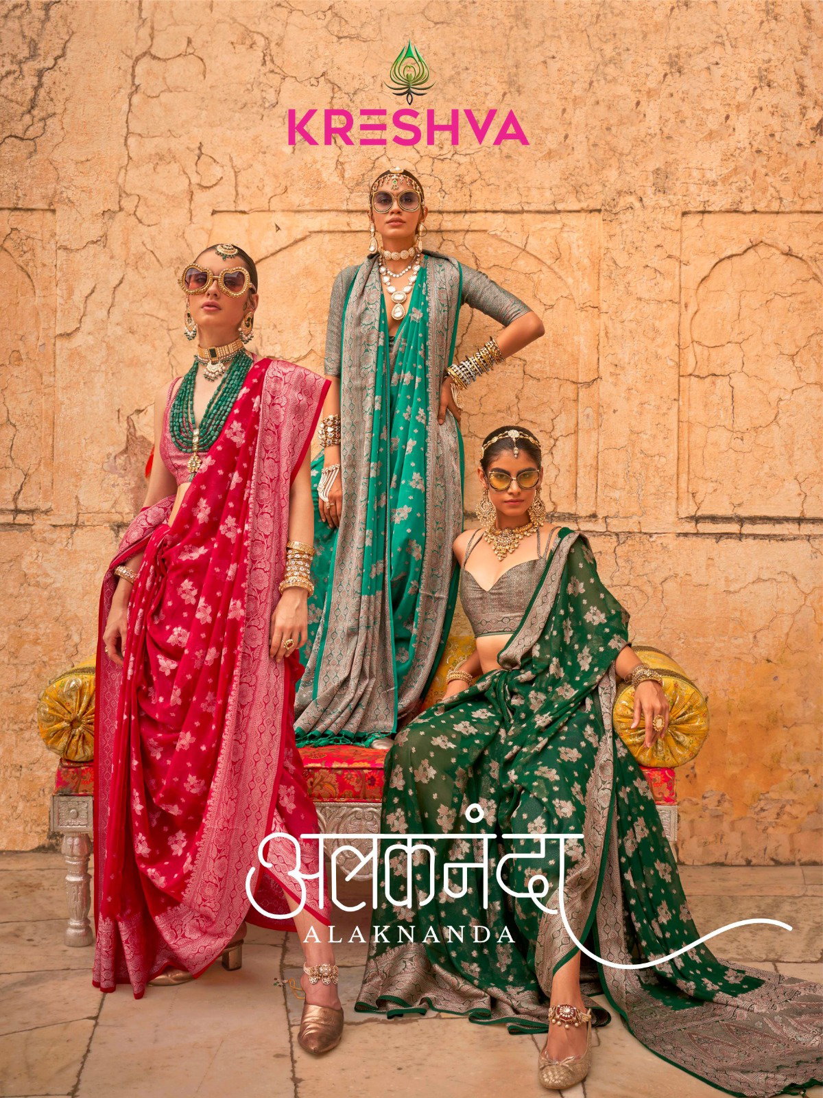 Kreshva Alaknanda K060 to K065 Twp Georgette Weaving Butta Saree
