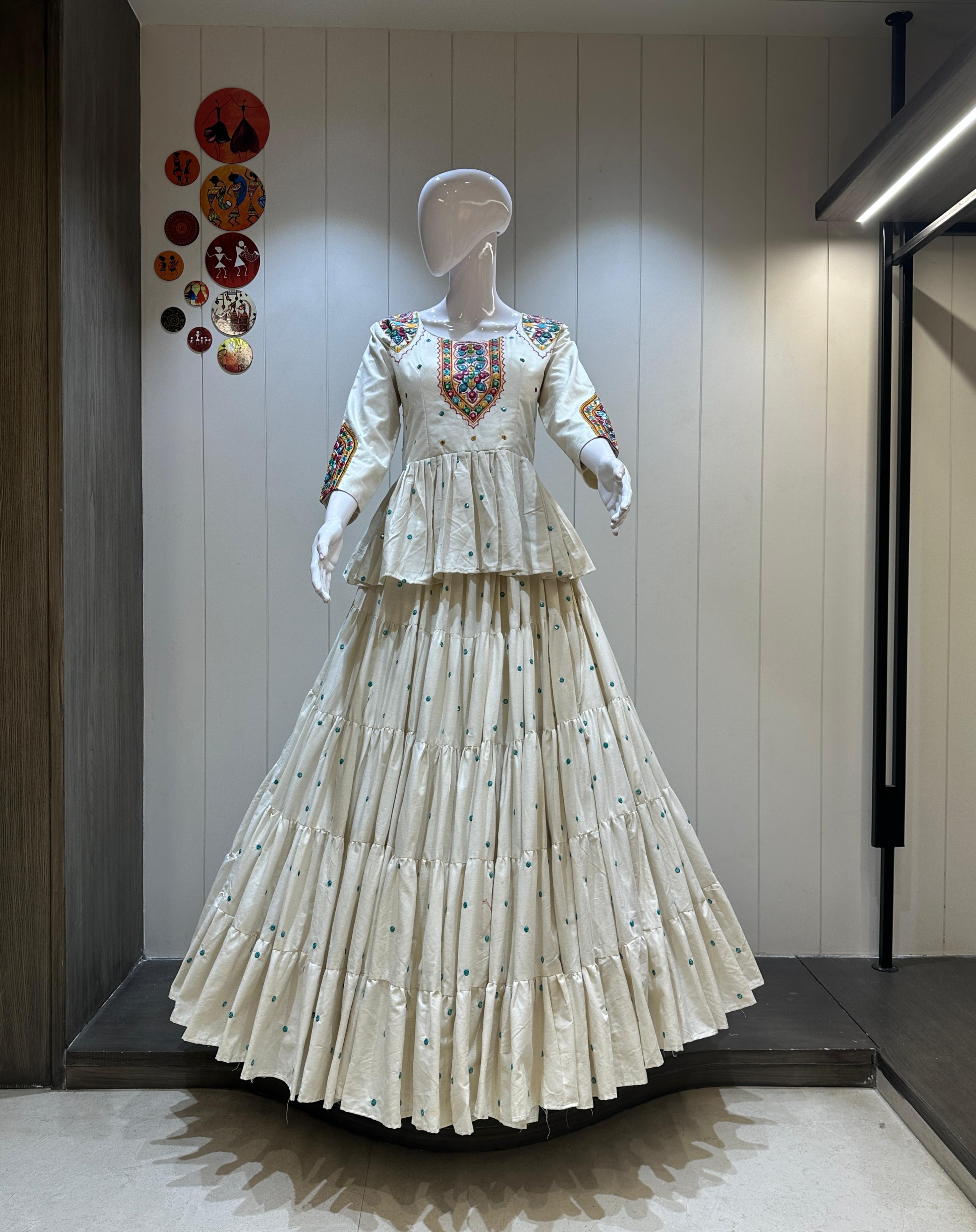 Scmd Zeel Khadi Cotton Butti Work lehenga With Fancy Kediya Style Blouse