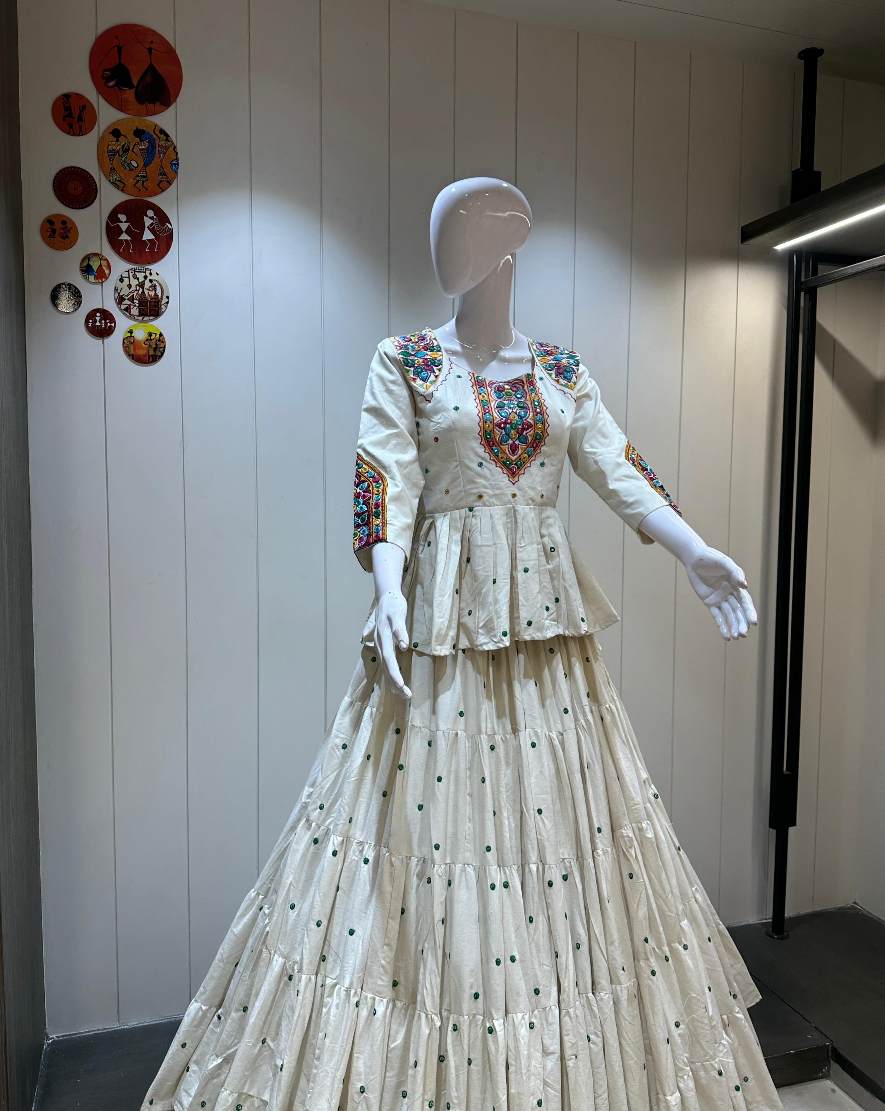 Scmd Zeel Khadi Cotton Butti Work lehenga With Fancy Kediya Style Blouse