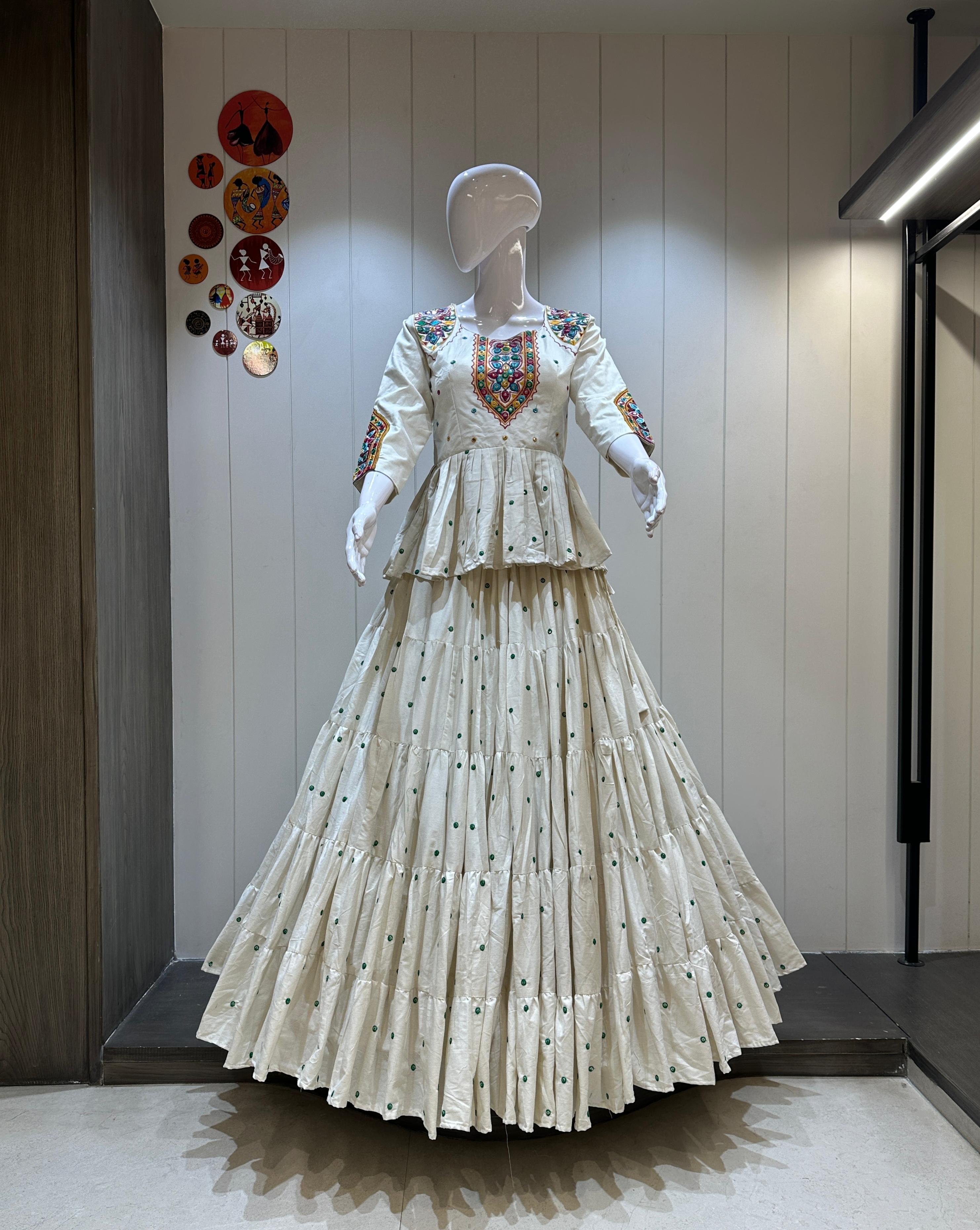 Scmd Zeel Khadi Cotton Butti Work lehenga With Fancy Kediya Style Blouse