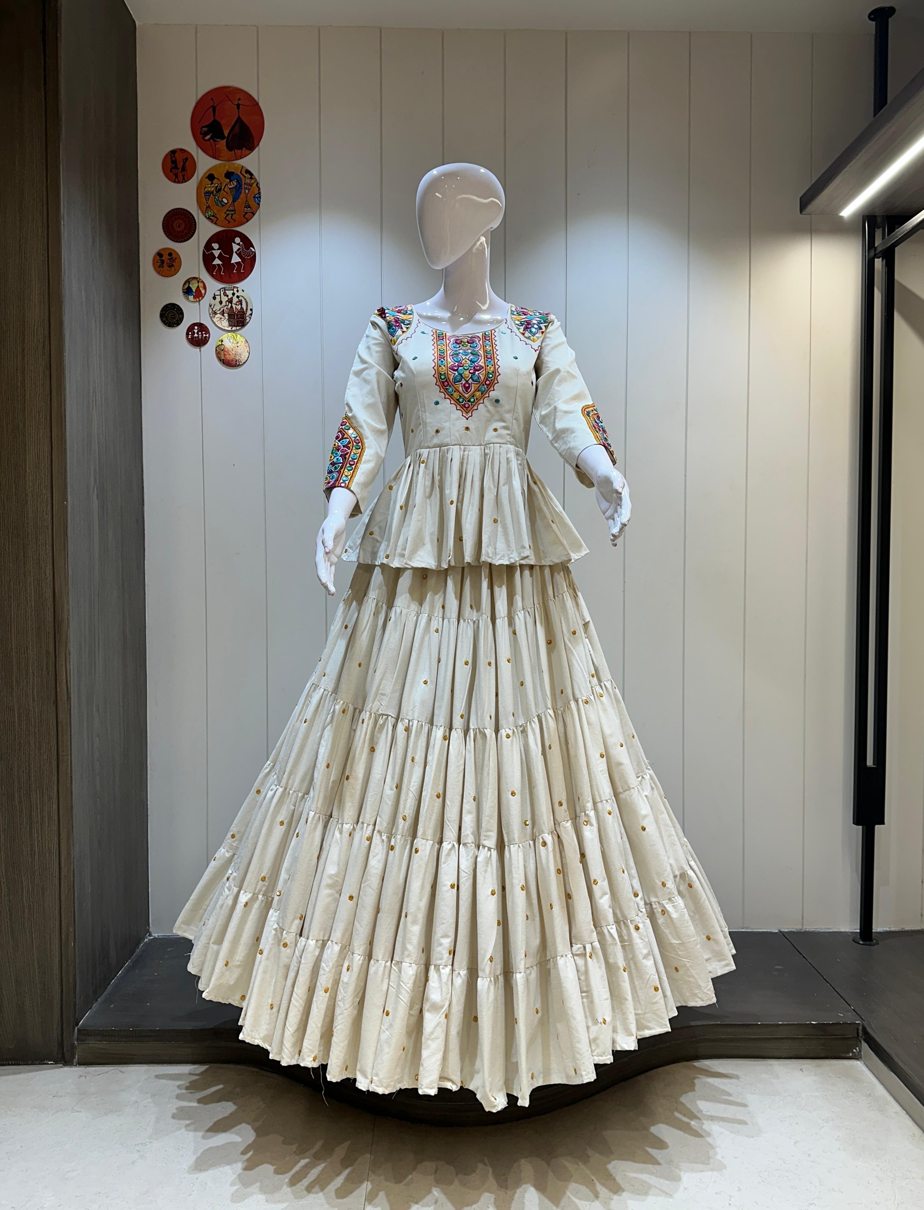 Scmd Zeel Khadi Cotton Butti Work lehenga With Fancy Kediya Style Blouse