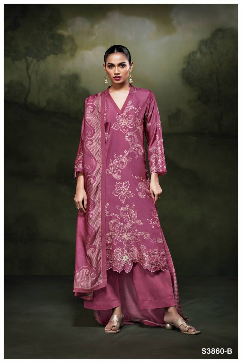 Ganga Hudaifa 3860 Fancy Bemberg Russian Silk Suit Collection