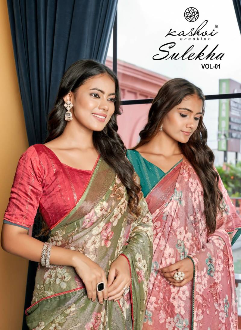 Kashvi Sulekha Vol 1 Chiffon Brasso Printed Sarees Collection