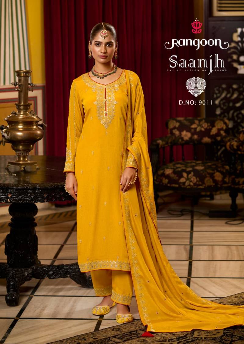 Rangoon Saanjh Chinon With Fancy Work Suit Collection