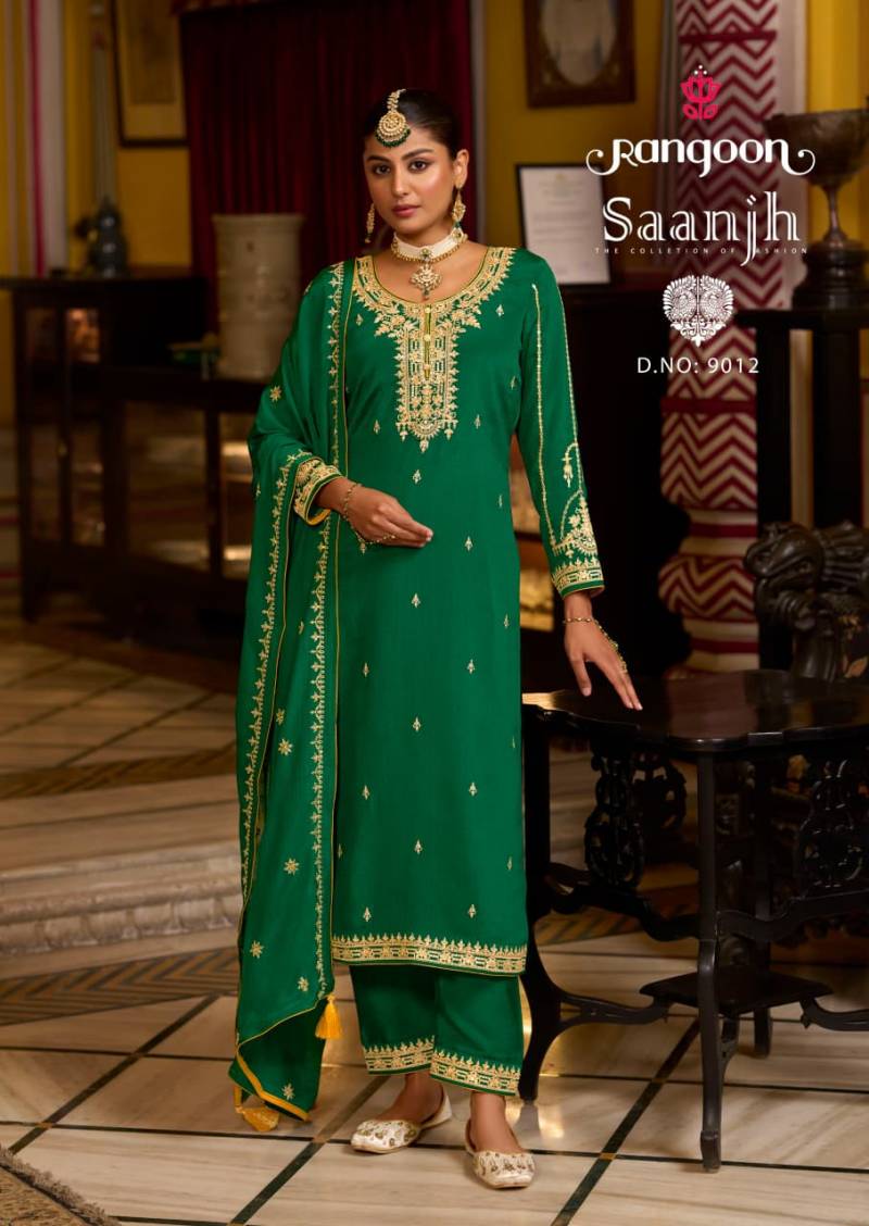 Rangoon Saanjh Chinon With Fancy Work Suit Collection