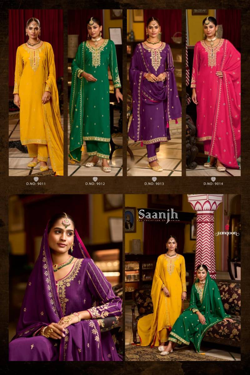 Rangoon Saanjh Chinon With Fancy Work Suit Collection