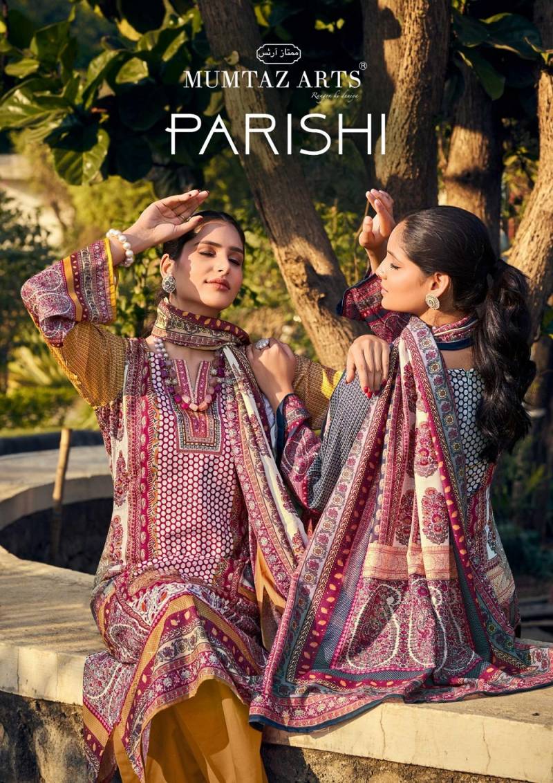 Mumtaz Parishi Jam Satin Printed Dress Material Collection