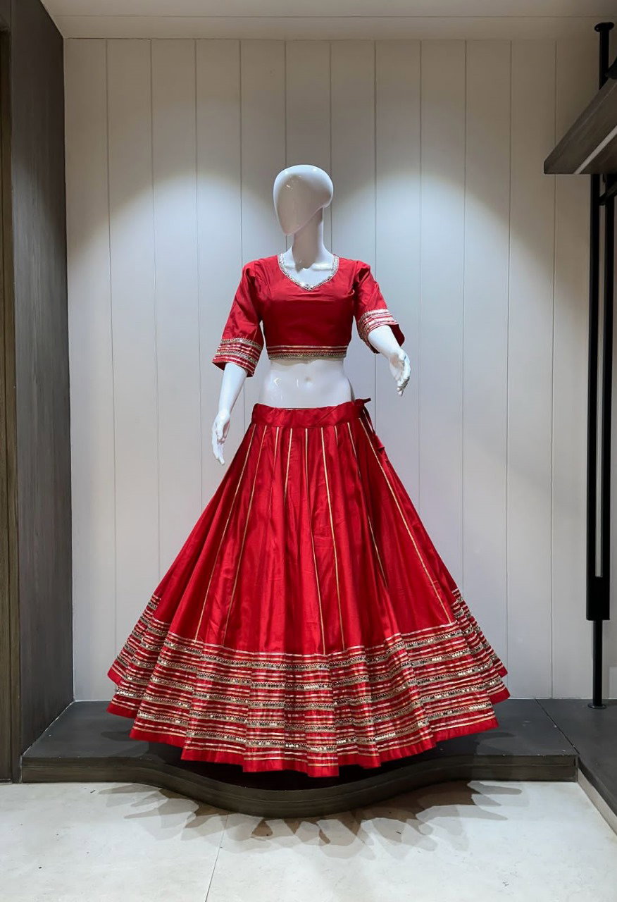 Aawiya Shubh Roman Silk Gota Patti Lehenga Choli