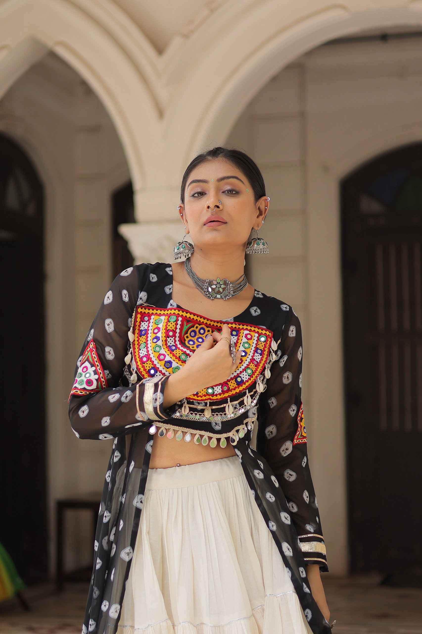 Lekha KA 5043 Cotton And Georgette Kutchi Patch Work Navratri Collection