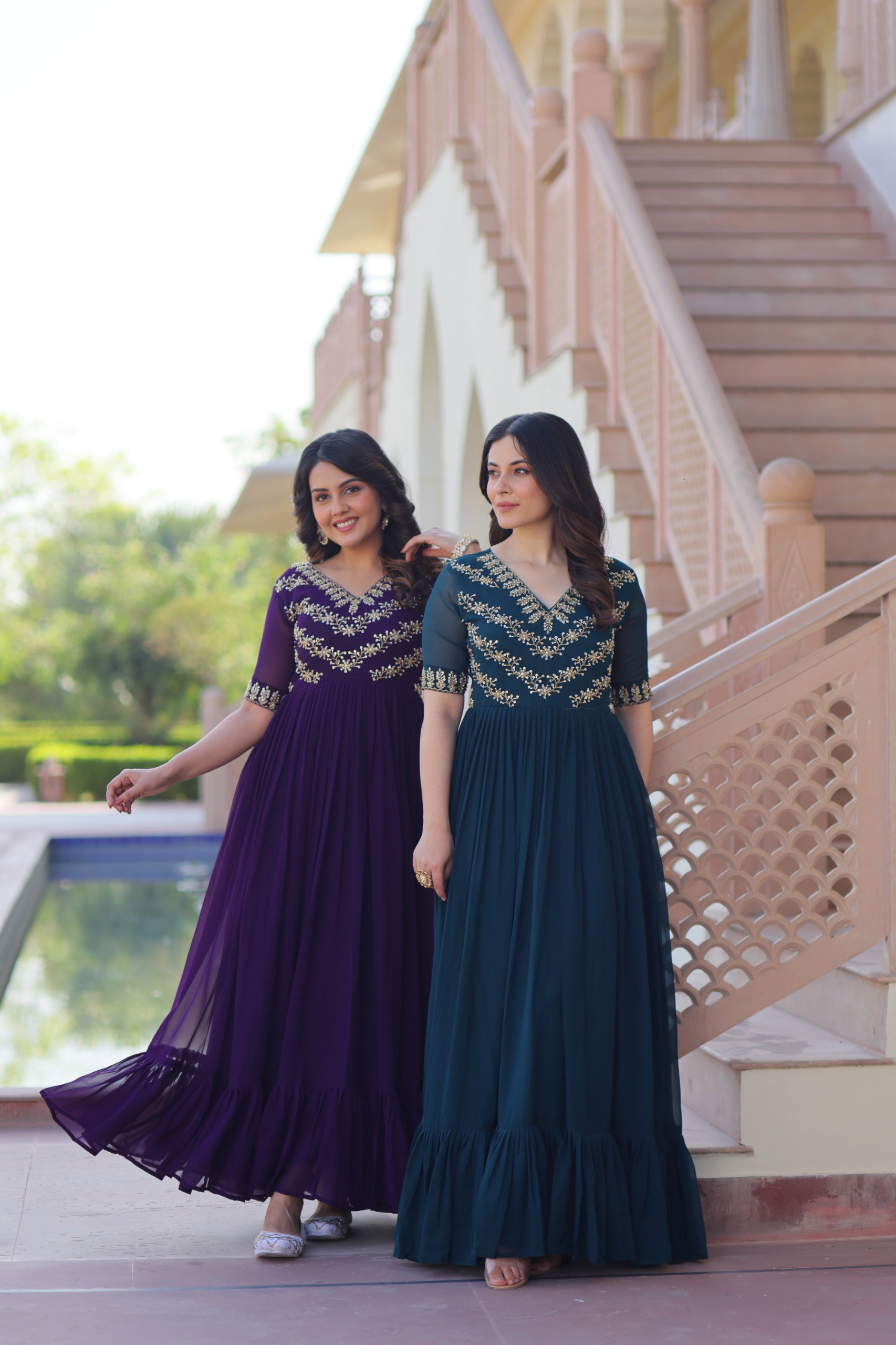 Lekha KA 1172 Faux Blooming Sequins With Embroidery Work Gown