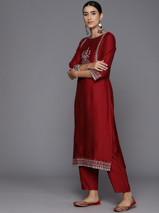 Navya Kurti 122 Party Wear Embroidery Worked Cotton Silk Kurti with Pant and Dupatta Set 
