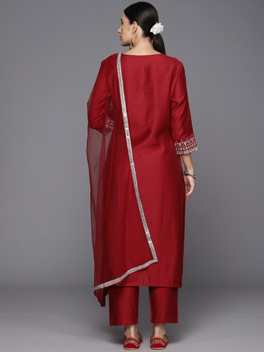 Navya Kurti 122 Party Wear Embroidery Worked Cotton Silk Kurti with Pant and Dupatta Set 