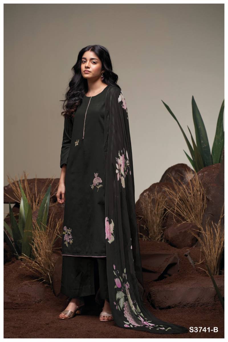 Ganga Agatha 3741 Satin Cotton Embroidred Suit Collection