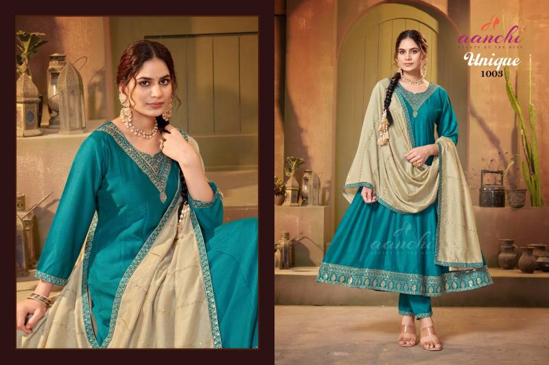 Aanchi Unique Vichitra Silk Kurti Bottom With Dupatta