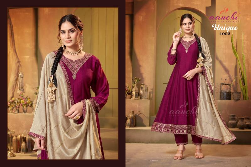Aanchi Unique Vichitra Silk Kurti Bottom With Dupatta