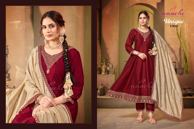Aanchi Unique Vichitra Silk Kurti Bottom With Dupatta