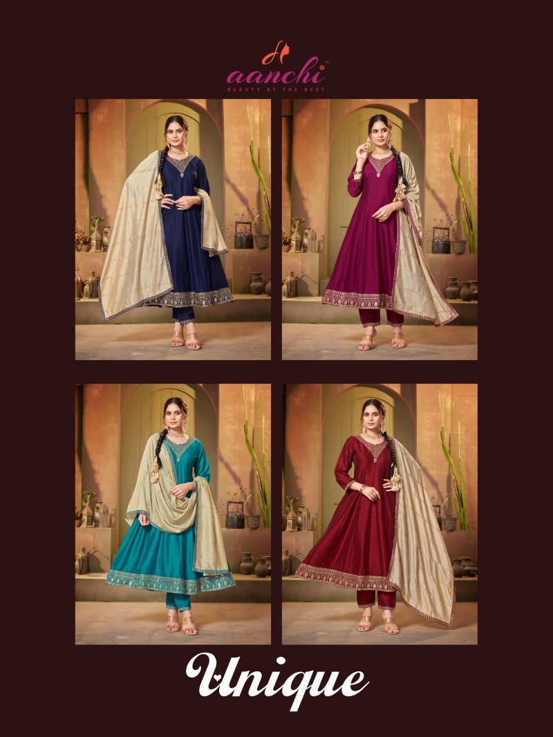 Aanchi Unique Vichitra Silk Kurti Bottom With Dupatta