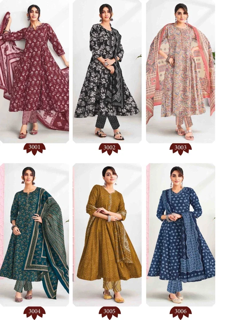 Suryajyoti Rashi Vol 3 Anarkali Style Kurti Pant With Dupatta Collection