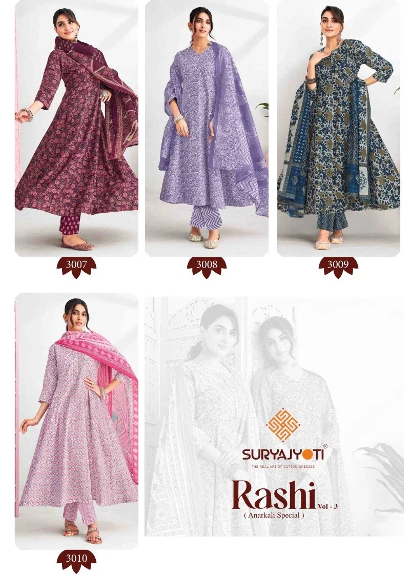 Suryajyoti Rashi Vol 3 Anarkali Style Kurti Pant With Dupatta Collection