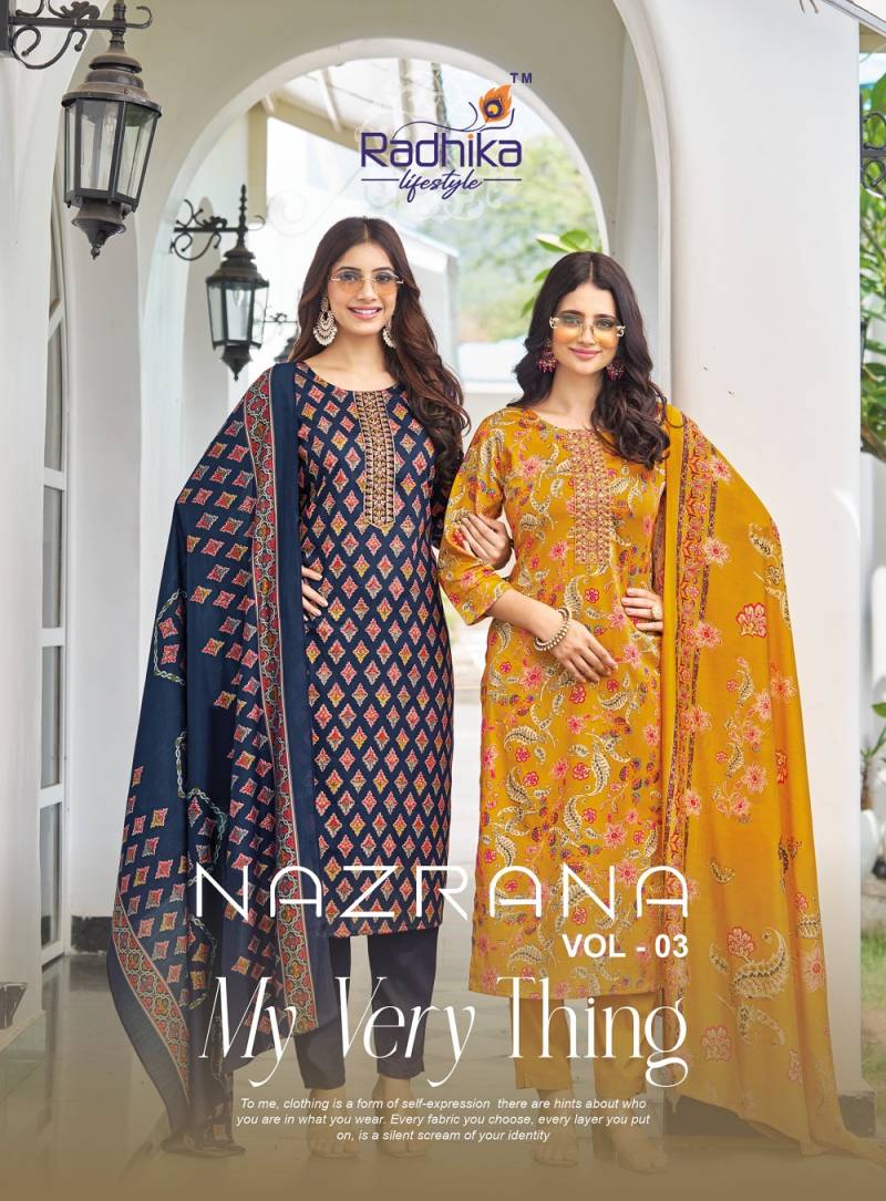 Radhika Nazrana Vol 3 Jam Satin Printed Readymade Collection