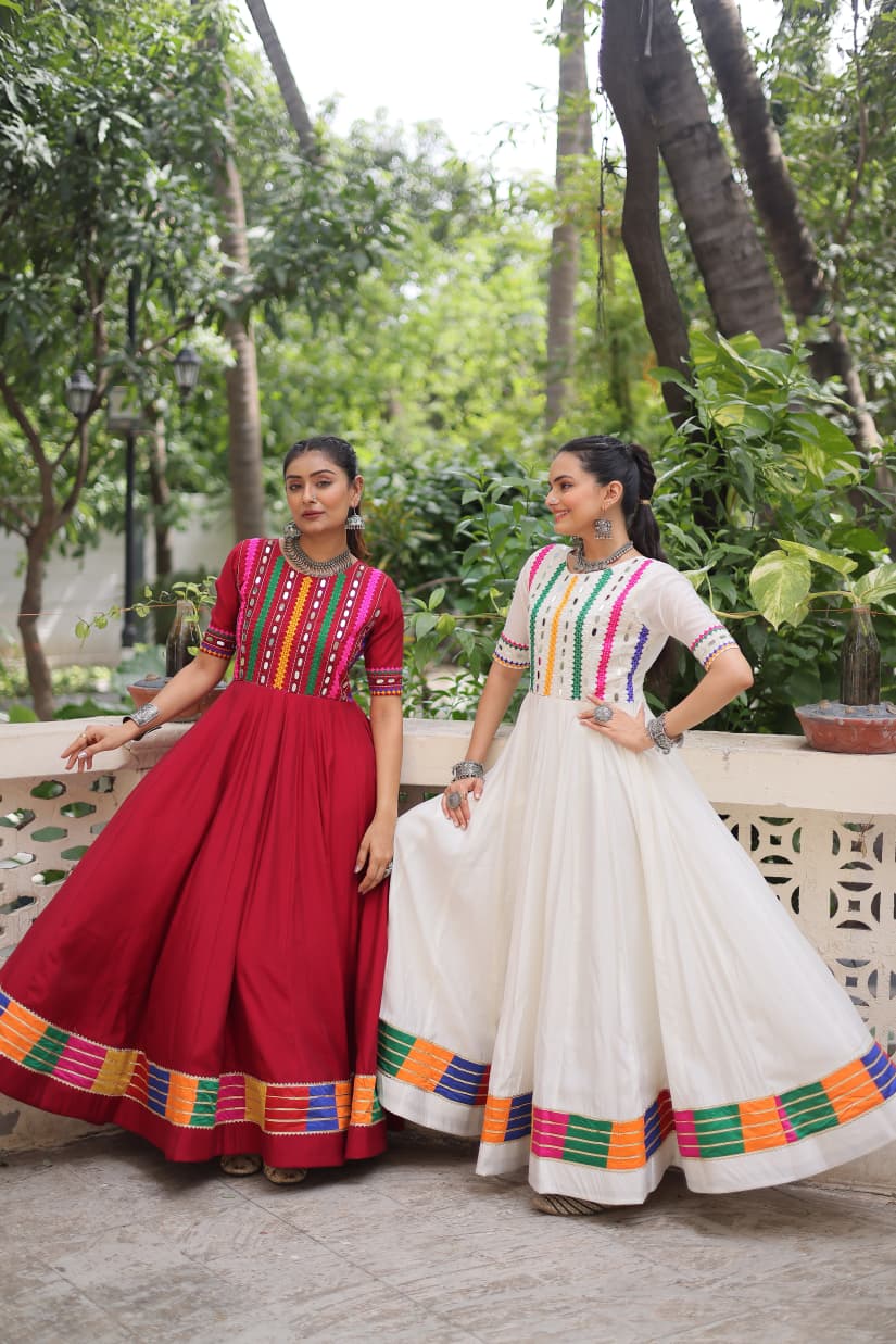 Lekha KA 1202 Roman Fancy Multicolor Thread and Mirror Work Gown