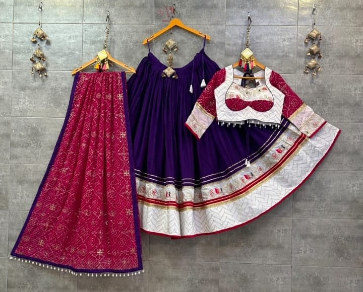 Scmd Vintage 3 Roman Cotton Vintage Border Lehenga Choli
