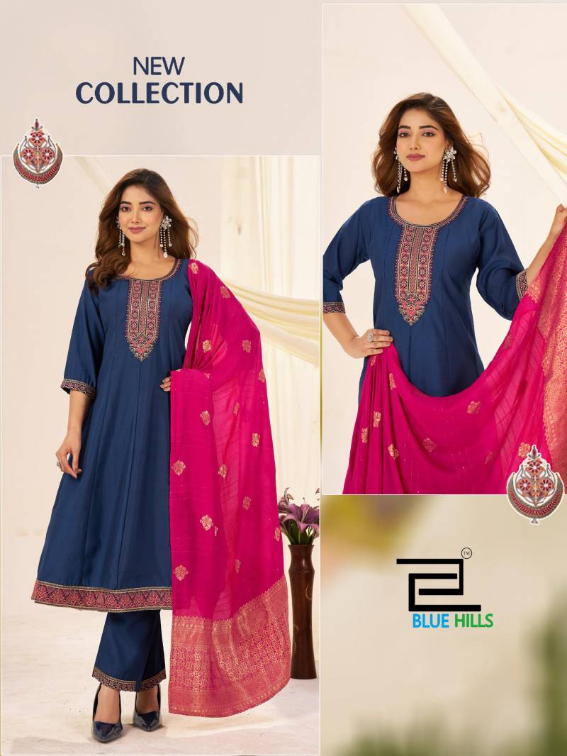 Blue Hills Taj Mahal Vol 10 Roman Silk Kurti Bottom With Dupatta