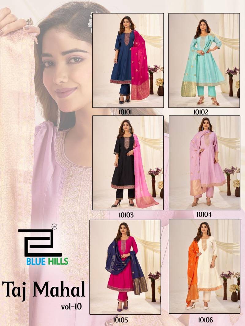 Blue Hills Taj Mahal Vol 10 Roman Silk Kurti Bottom With Dupatta