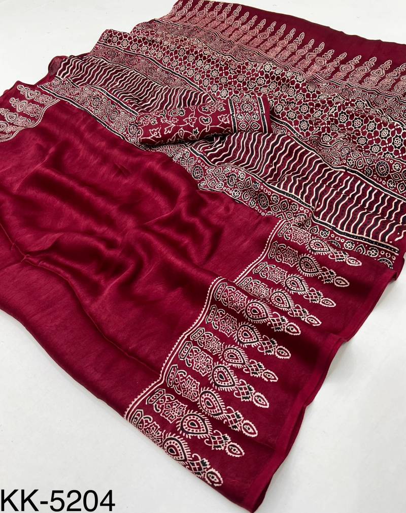 Rajyog Kalakari Pure Modal Ajrakh Printed Saree Collection