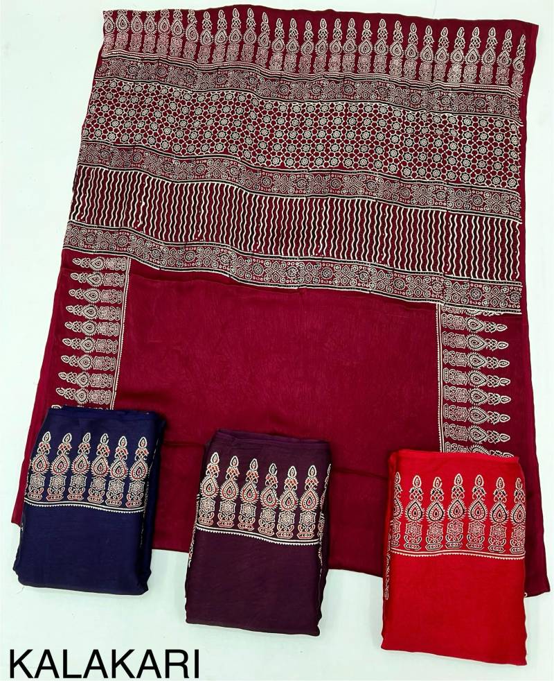 Rajyog Kalakari Pure Modal Ajrakh Printed Saree Collection