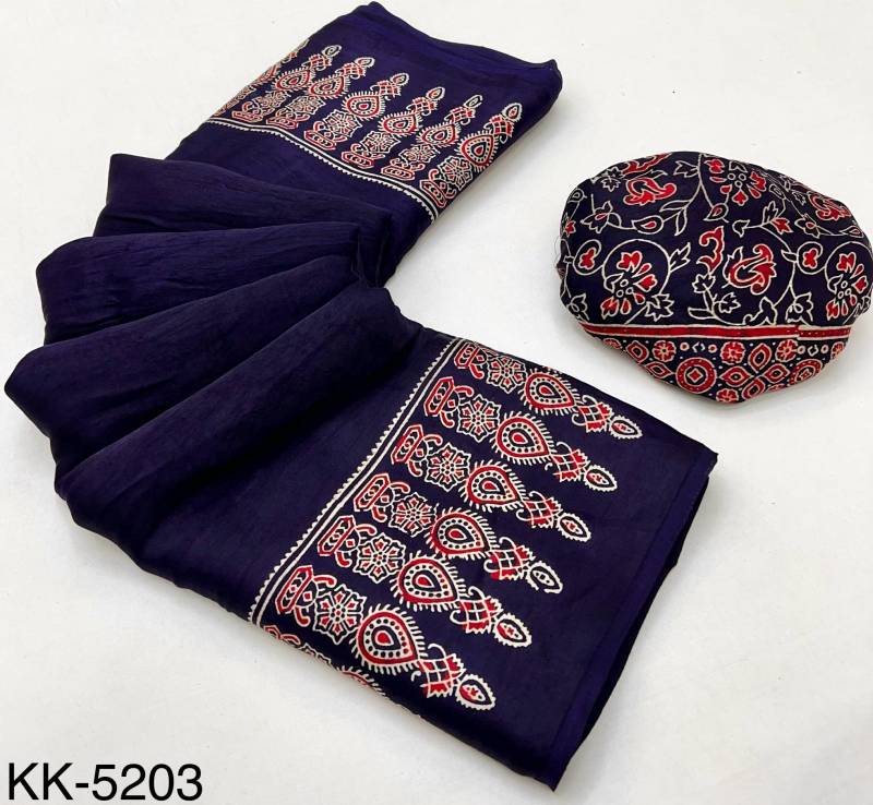Rajyog Kalakari Pure Modal Ajrakh Printed Saree Collection