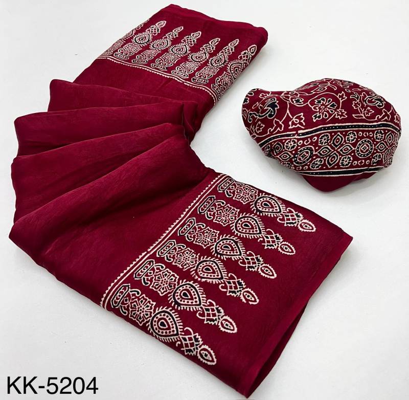 Rajyog Kalakari Pure Modal Ajrakh Printed Saree Collection