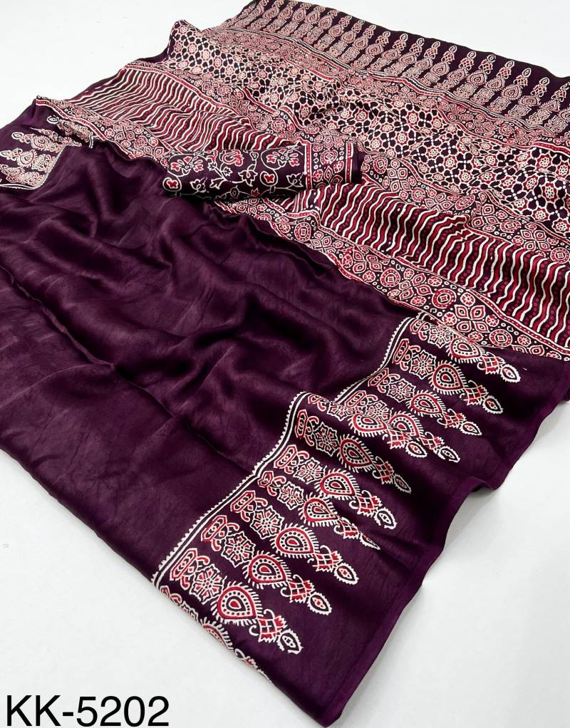 Rajyog Kalakari Pure Modal Ajrakh Printed Saree Collection