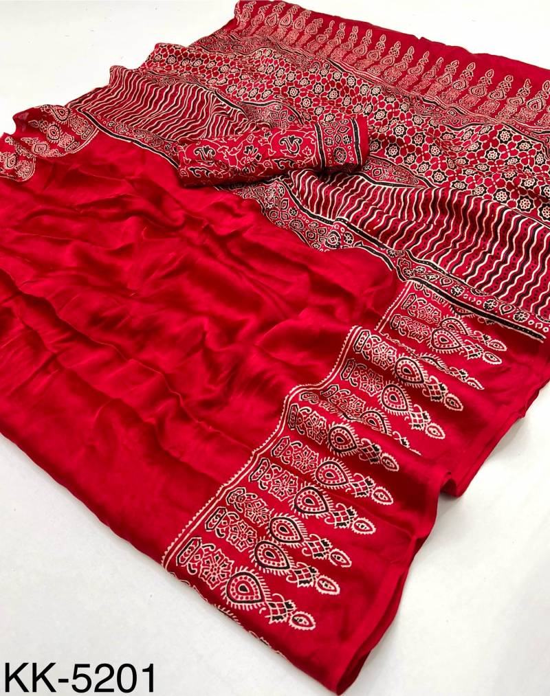 Rajyog Kalakari Pure Modal Ajrakh Printed Saree Collection