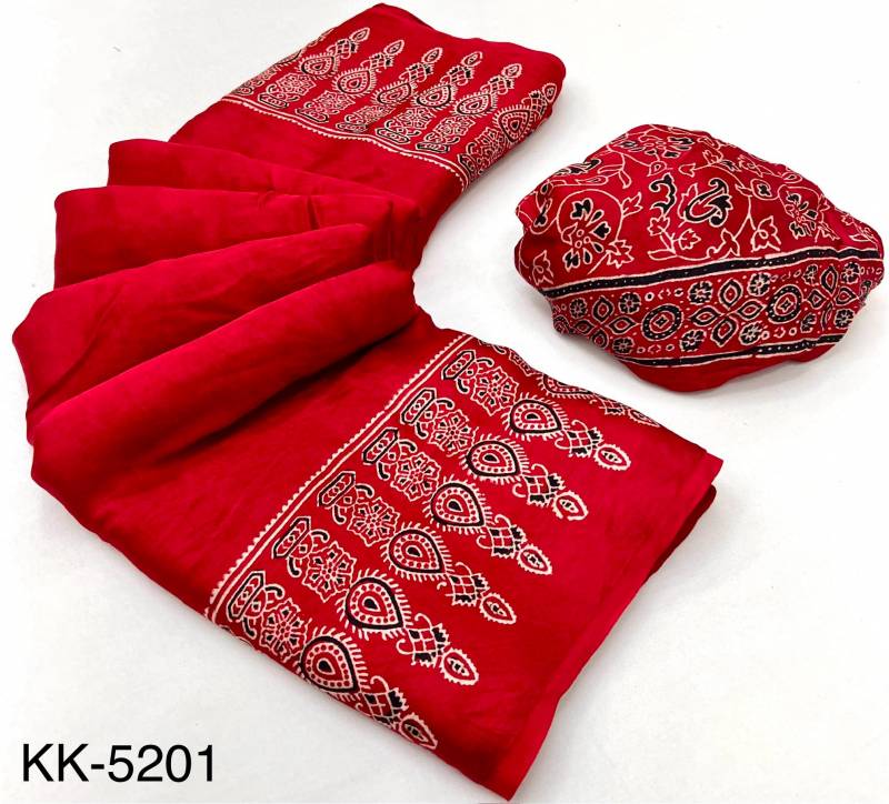 Rajyog Kalakari Pure Modal Ajrakh Printed Saree Collection