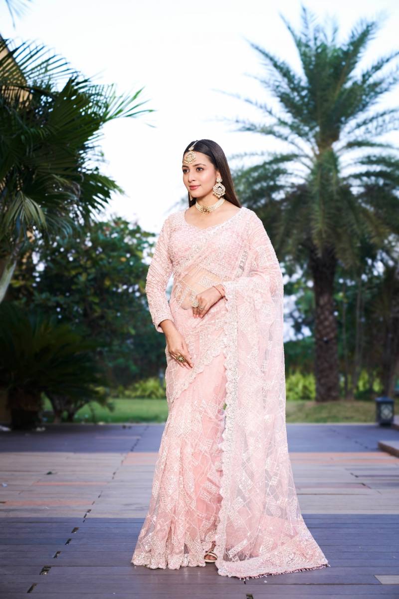 Kp 1004 And 1005 Pink And Golden Designer Saree Collection