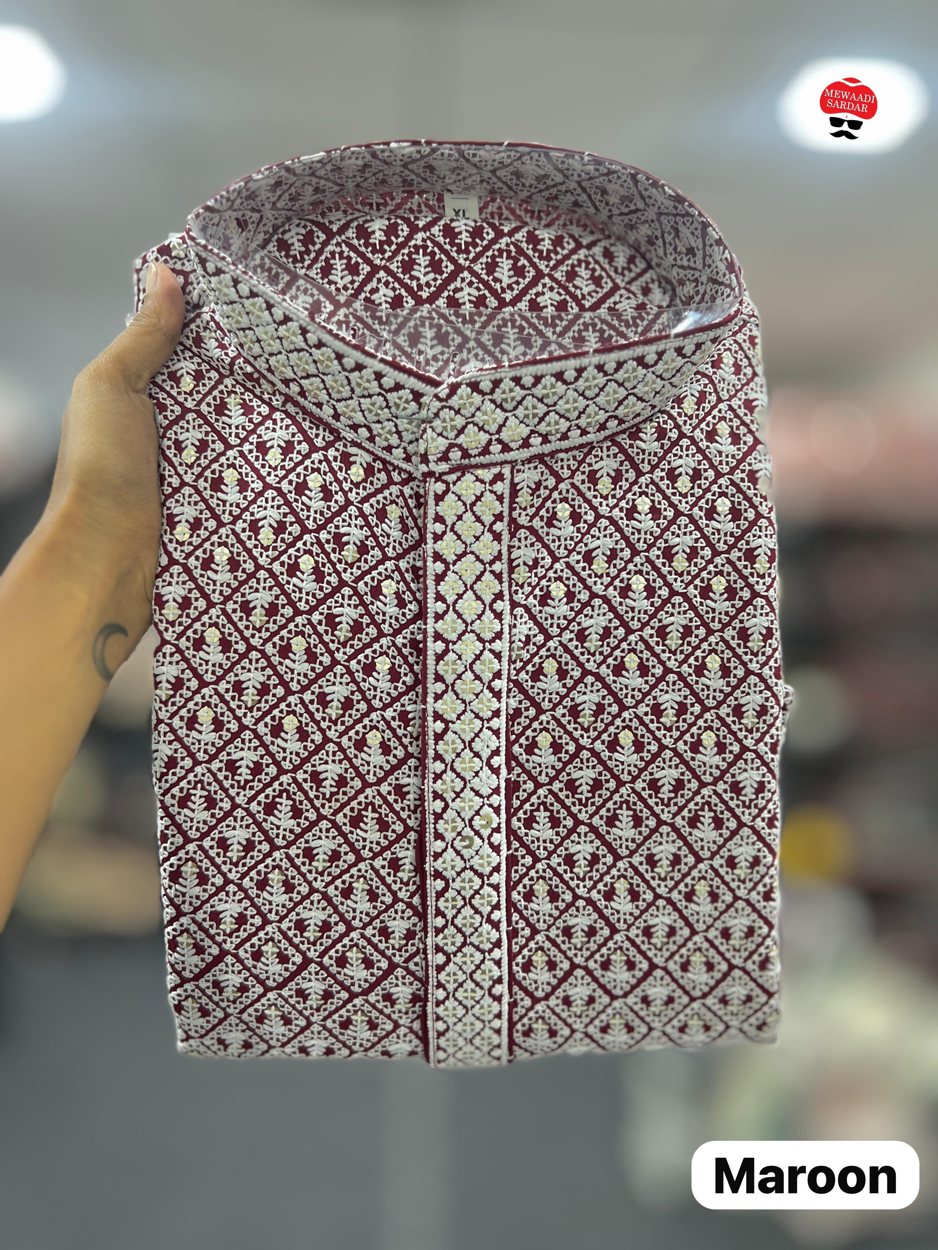 Lekha LI Saiyaara Heavy Rayon Chikankari Work Mens Kurta Pajama